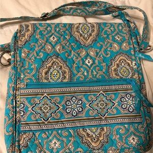 Vera Bradley Teal and Brown Patterned Crossbody Bag